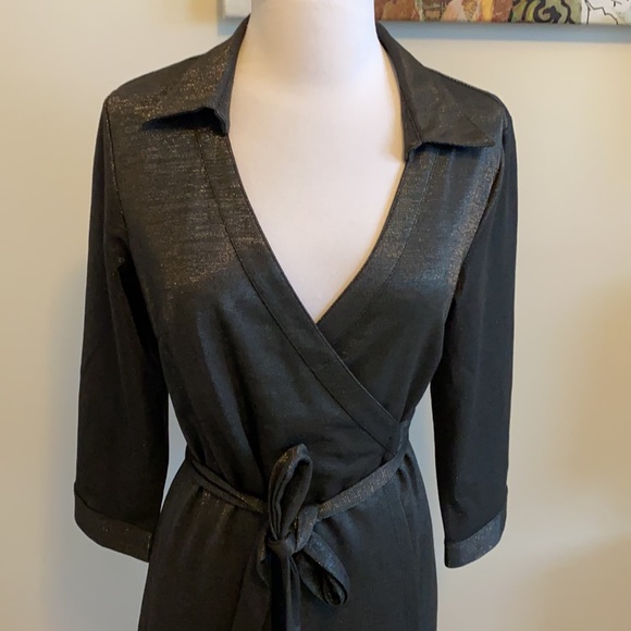 Julie Brown Black Metallic Wrap Dress - Picture 5 of 10